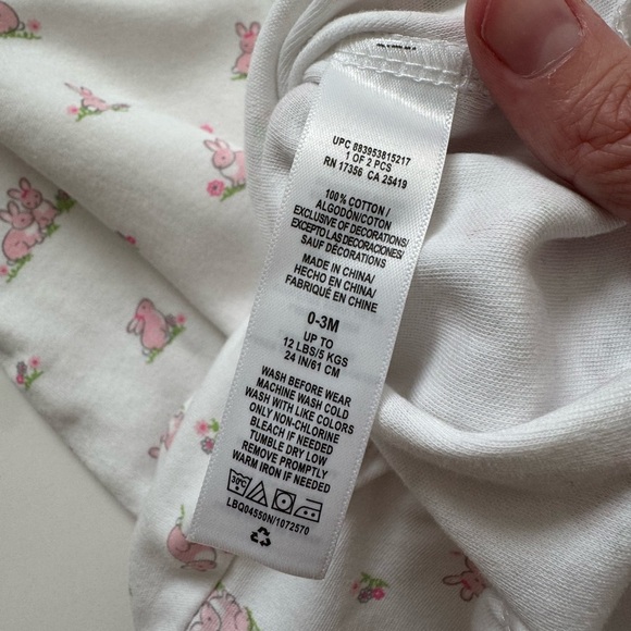 Little Me Baby Girl White and Pink Bunny Nightgown Set 0-3m - Picture 6 of 7